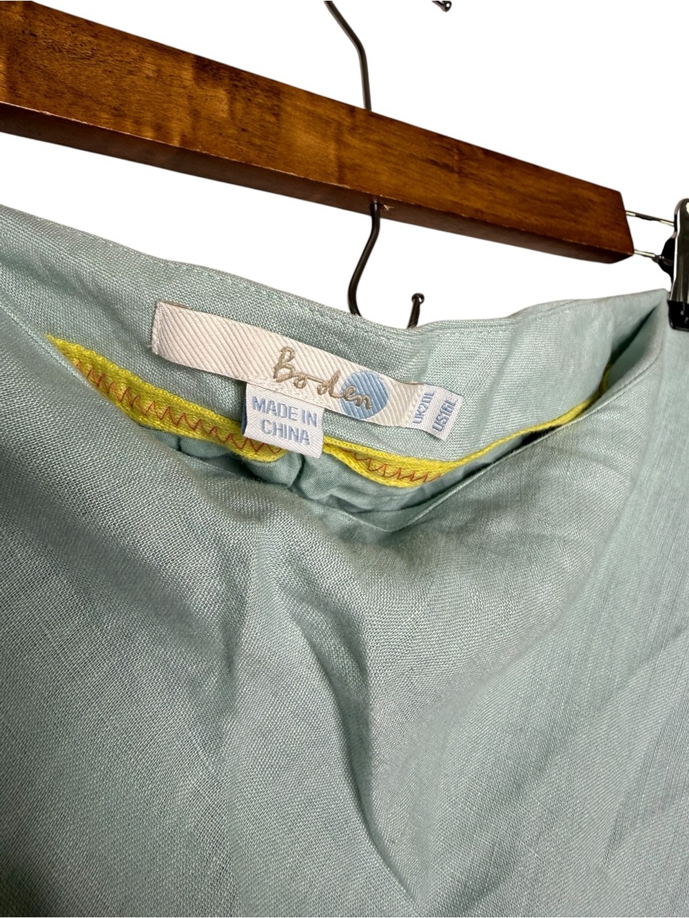Boden 100% Linen Blue Green Teal Maxi Skirt Tiered Stripes Modest Minimalist - Picture 4 of 9